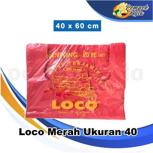 Kantong Plastik Kresek Loco Tebal Merah 500 gram ukuran 40