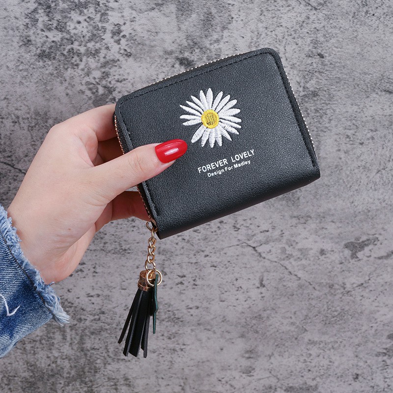Dompet Mini Wanita Dompet Wanita Koin/kartu Dompet Wanita Pendek Motif Bunga Daisy