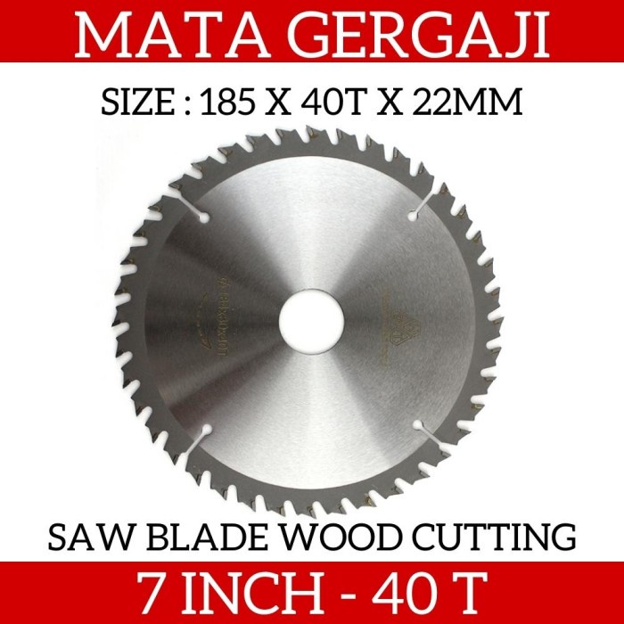 Mata Gergaji Kayu Bulat TCT Circular Saw Blade 7&quot; inch in x 40 T Gigi