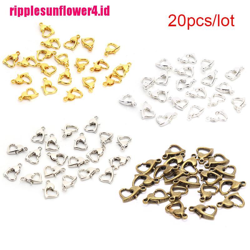 20pcs Jepit Lobster Bentuk Hati Untuk Membuat Perhiasan Gelang / Kalung