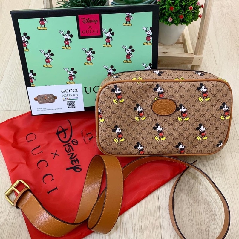 Tas Pinggang Kulit Wanita GC Leather Belt Bag Mickey Premium Import, Coklat Brown Mocca Milo Kopi Co