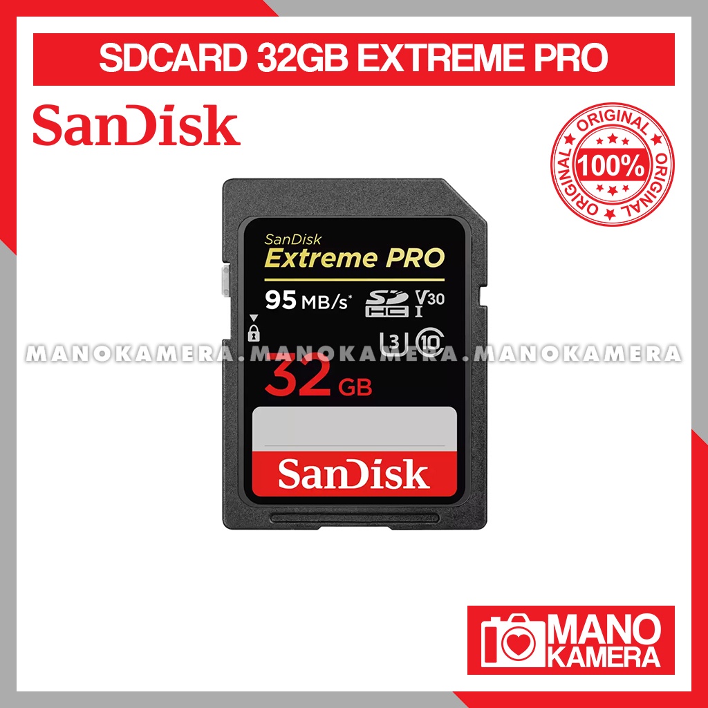 SD Card 32GB Sandisk Extreme Pro V30 U3 C10 UHS-I 95 MBps SDcard