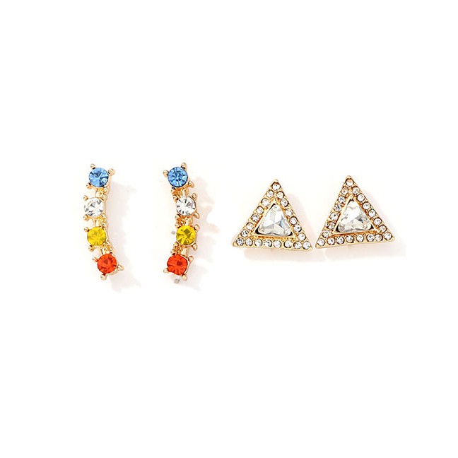 LRC Anting Tusuk Fashion Color Triangle-studded Earrings F75599