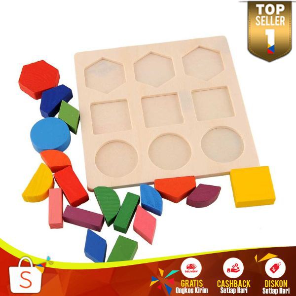 Puzzle Balok 3D Geometry Anak PZ01 Mainan Puzle Murah Puzzel Balok Kayu Permainan Bayi Lucu Terbaru