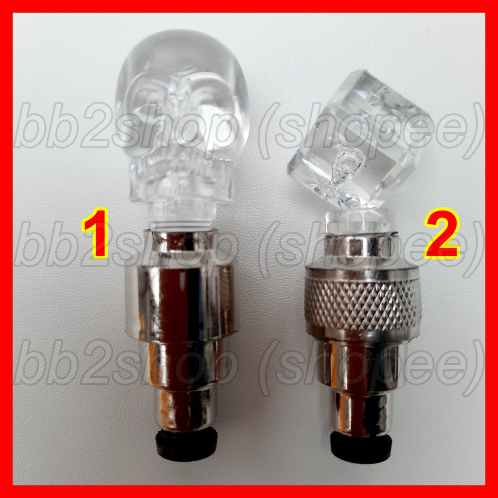 Tutup Pentil Led Nyala Lampu Ban Roda Sepeda Motor Mobil Sensor Gerak Light Cap Valve Tengkorak Dadu