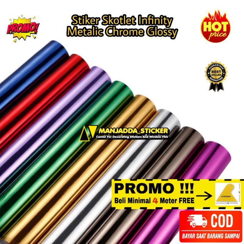 Stiker skotlet motor warna chrome untuk body motor dan mobil