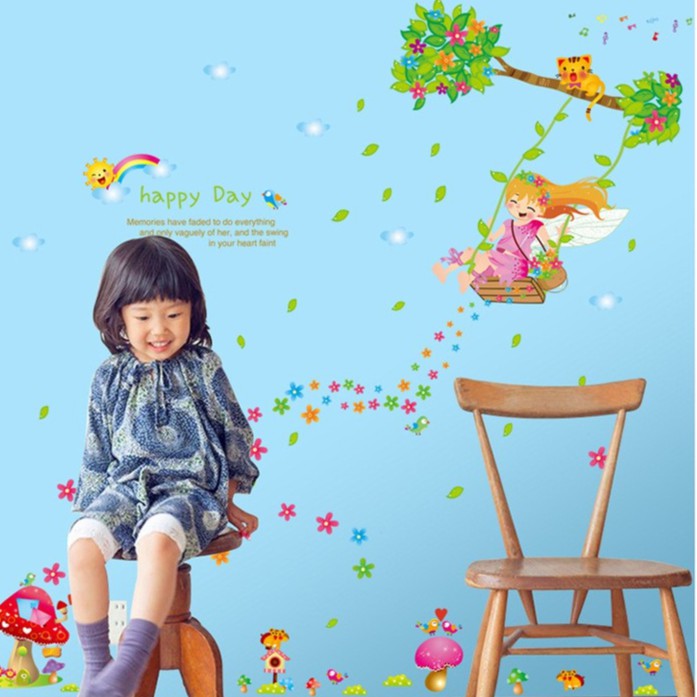 RELIZA WALL STICKER / STIKER DINDING ANAK GADIS AYUNAN BUNGA FLOWERS JAMUR AY7270