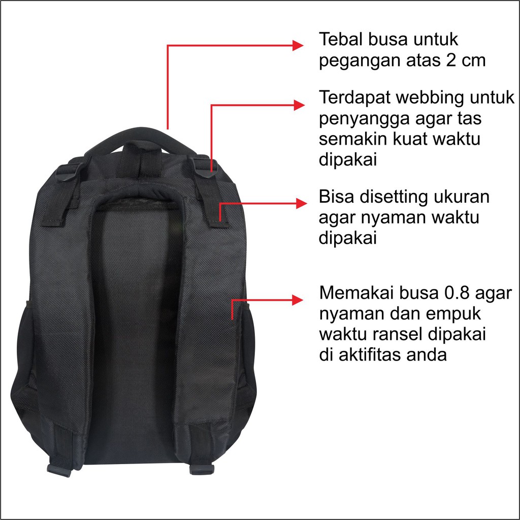 PG 9825 - Tas Ransel Punggung Laptop Polo Pria Wanita Unisex Bahan Waterprood Ukuran 18 Inch