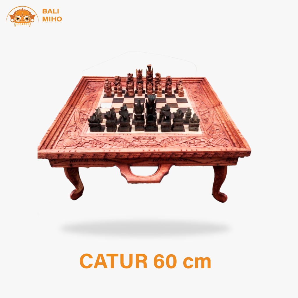 Papan Kayu Catur Ukiran Ukuran Jumbo - Catur Ukir - Catur Bali - Catur Kayu - Wooden Chess - Carving