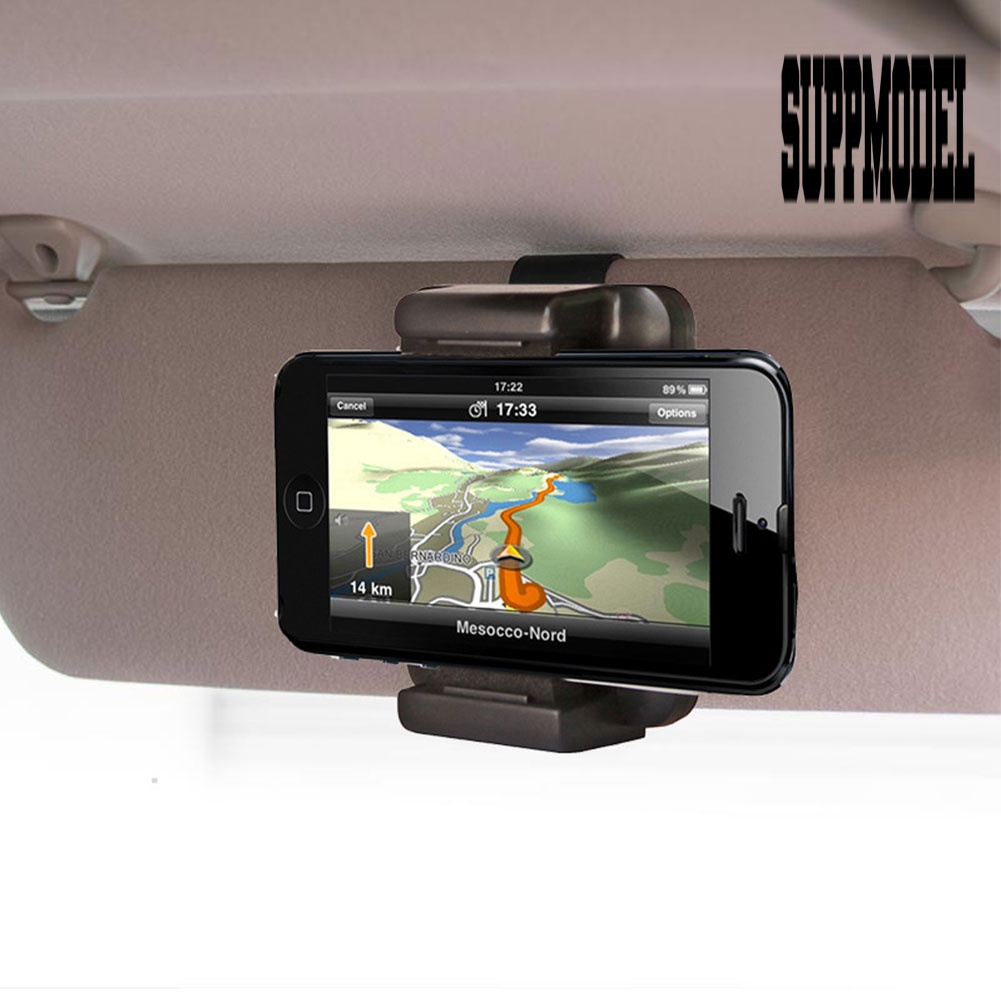 Stand Mount Sun Visor Mobil Rotasi 360 ° Holder Handphone / iPhone / Samsung / GPS