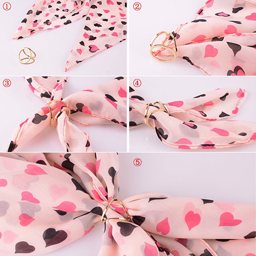 Bros Pin Klip Tiga Cincin Lapis Emas Untuk Syal Sutra