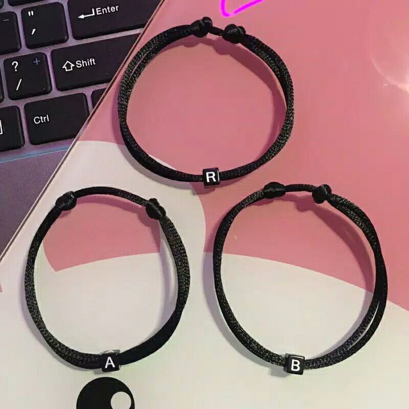 GELANG NAMA INISIAL CUSTOM TALI SATIN