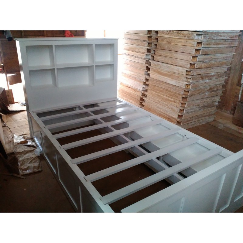 Bed Dipan Tempat tidur ranjang jati putih duco