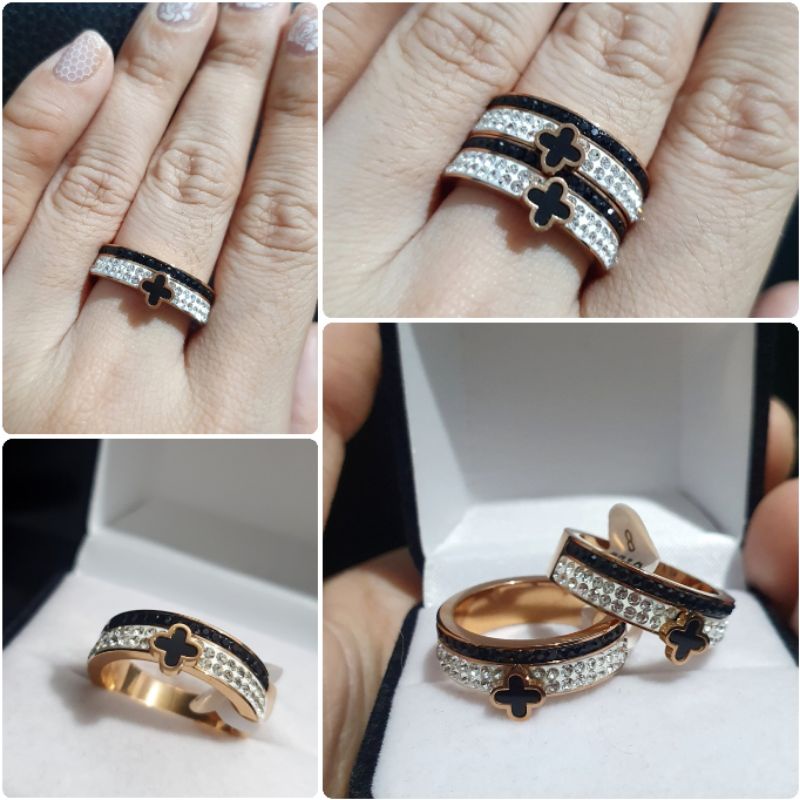 Cincin Titanium Asli Rosegold Mata Kilau Premium Quality Anti karat anti alergi Ring Stainless steel 7919