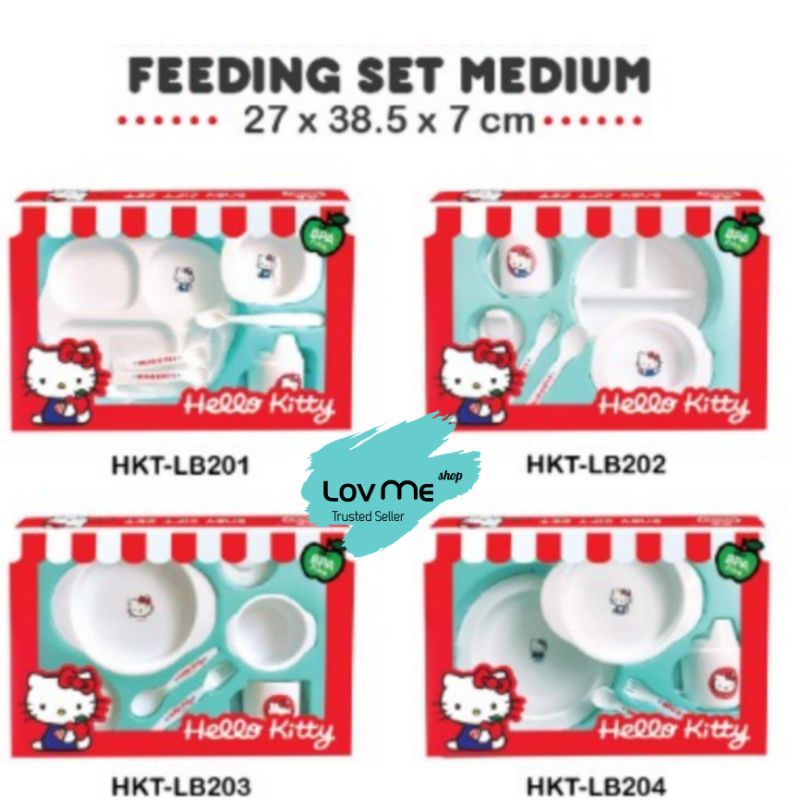 lov me❤️ Lusty Bunny Feeding Set Medium Hello Kitty Sanrio Peralatan Makan Bayi Anak Mpasi HK LB201 LB202 LB203 LB204