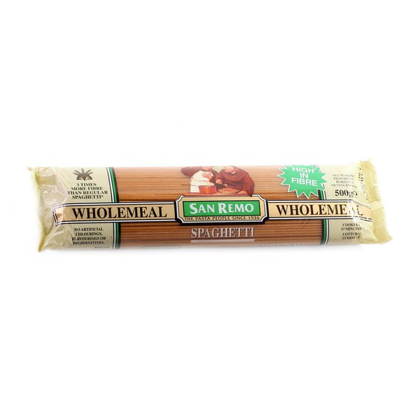 

SAN REMO Wholemeal Spaghetti Pasta 500gr