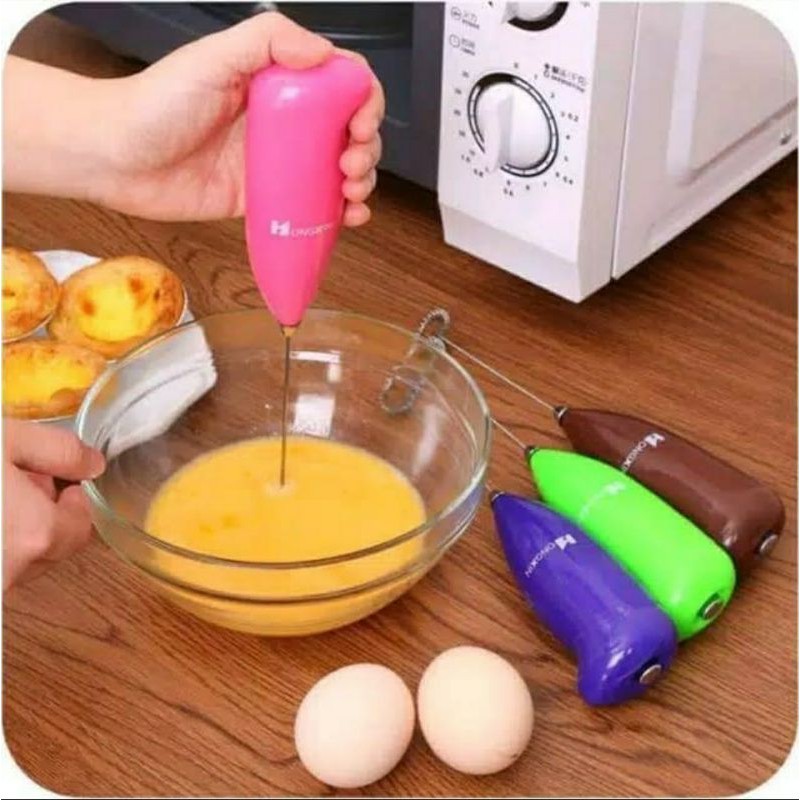 mixer mini portabel genggam alat aduk kocok telor kopi teh adonan roti kue pakai baterai