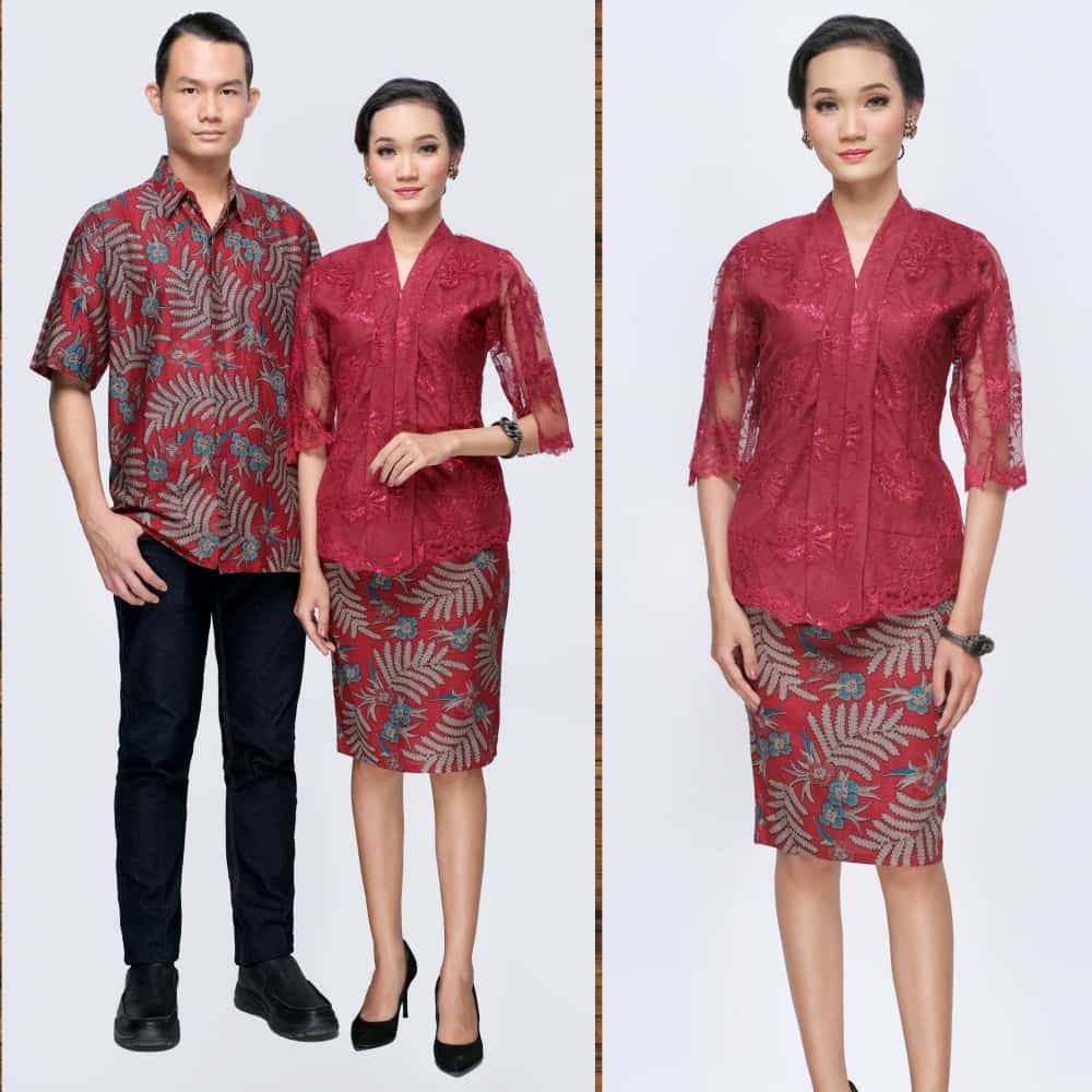 ROSITA BROKAT PENDEK MERAH BATIK COUPLE KELUARGA PASANGAN MODERN JUMBO PREMIUM SARIMBIT AYAH IBU ANAK SET