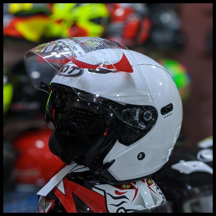 Helm Kyt Dj Maru Maxi Solid White Double Visor Half Face