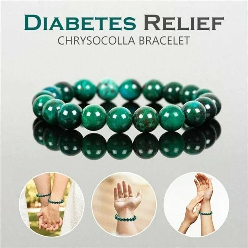 Gelang Manik-Manik Chrysocolla Malachite Bentuk Bulat Untuk Pria Dan Wanita