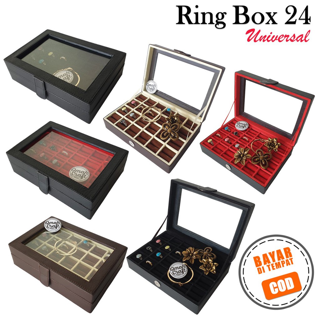 Kotak Cincin Akik isi 24 HITAM FULL / Tempat Penyimpanan  Cinin Akik / Ring Boxes Universal