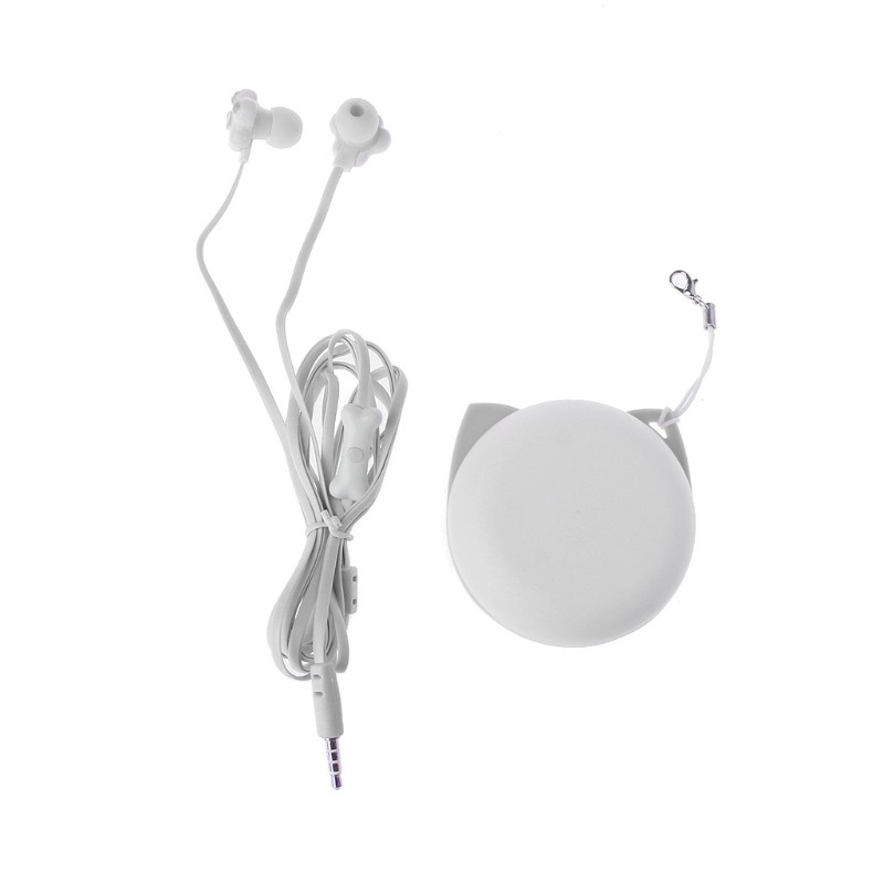 Cre Case Earphone In-Ear Stereo 3.5mm Desain Kucing Lucu Dengan Mic Untuk Anak Perempuan