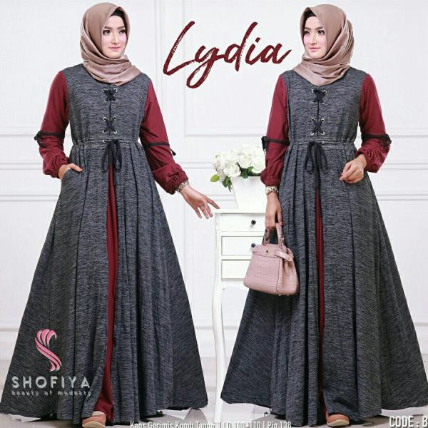 LIDYA MAXI, 3 COLOR - BAJU MUSLIM MURAH TERBARU GROSIR PAKAIAN WANITA BUSANA PESTA MODERN GAMIS