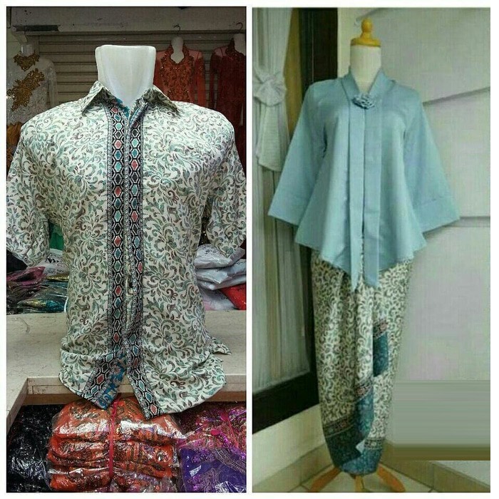 Setelan Kebaya Kutubaru Floy Couple Powder Blue