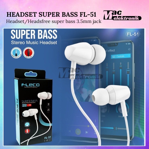 HEADSET SUPER BASS MUSIK STEREO FL-51 Earphone Wired In Ear Headset with Microphone Kualitas Suara HD