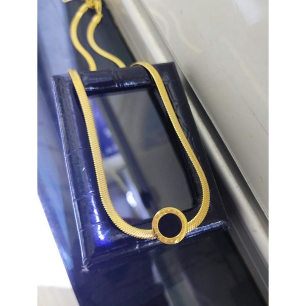 Kalung Titanium liontin bulat hitam, kalung titanium, kalung dewasa