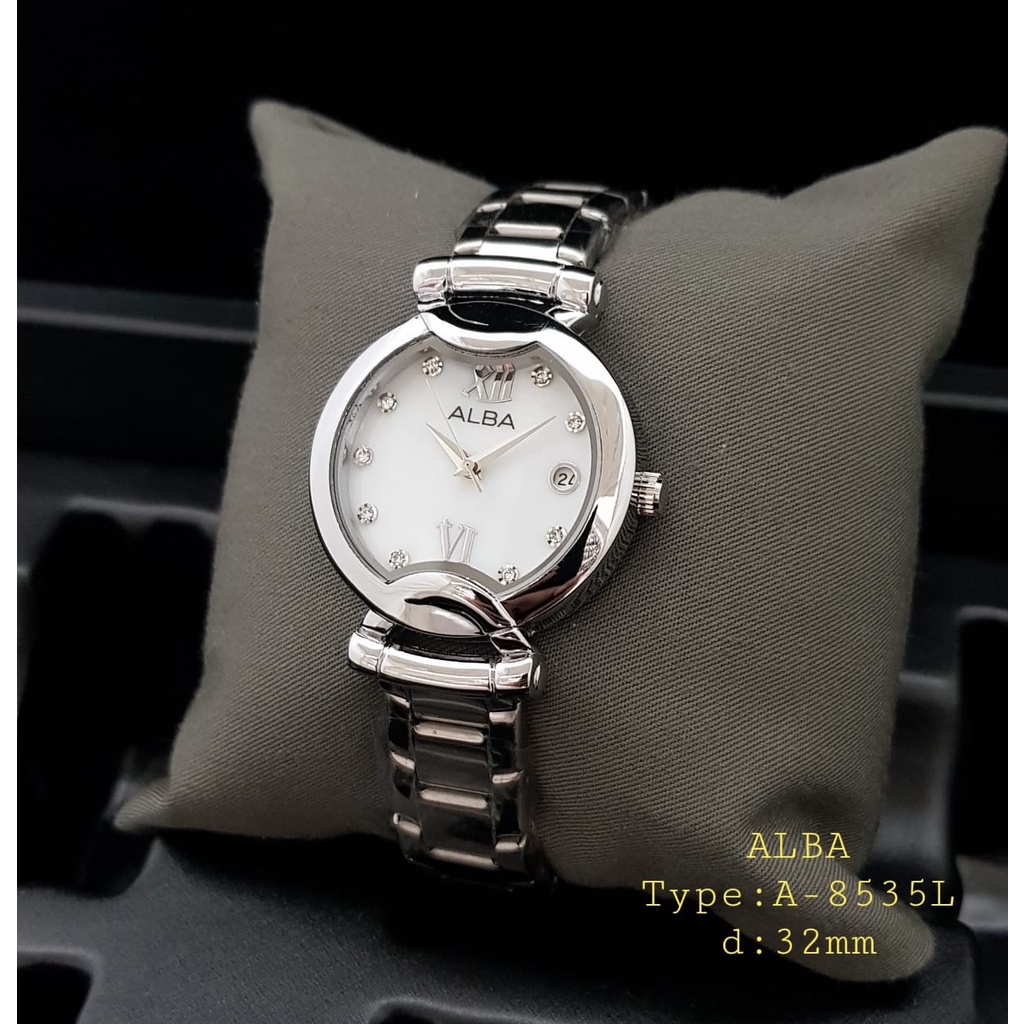 JAM TANGAN WANITA  ALBA RANTAI /Jam Tangan Wanita Alba A8535L STAINLESS STELL/ JAM TANGAN ALBA TANGGAL PERMATA TYPE BARU DAN TERBEST SELLER