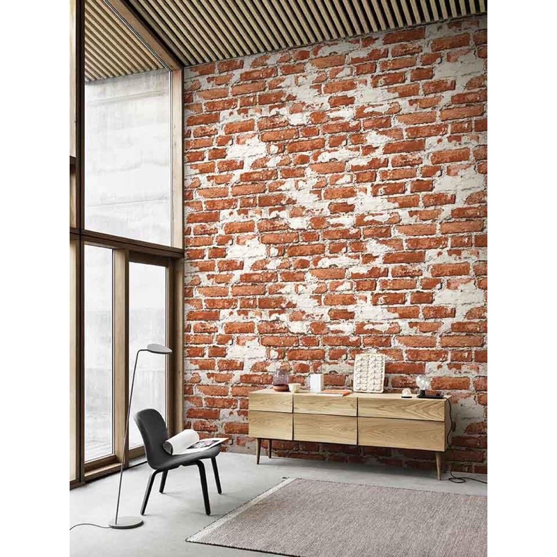 Wallpaper Dinding Korea Roll Besar Motif Batu Bata Tembok Vintage Natural 3D