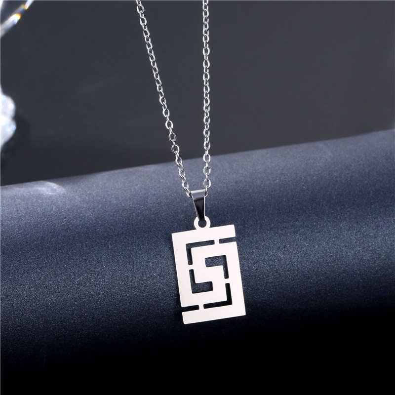 Eropa dan Amerika fashion populer kalung ornamen band geometris kalung stainless steel liontin kalun