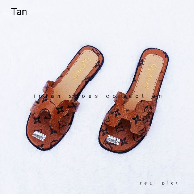 Sandal flat teplek selop slip on anti licin/sendal selop wanita kekinian/flat sandal wanita harian