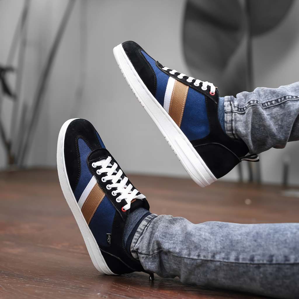 WILSON NAVY ORIGINAL x ARF Sepatu Sneakers Biru Dongker Pria Kets Tali Casual Jalan Santai Hangout Main Nongkrong Kondangan Sekolah Kuliah Distro Bandung Sporty Fashion Simple Sport Shoes Kanvas Canvas Premium Skate Footwear Keren Terbaru Kekinian Branded