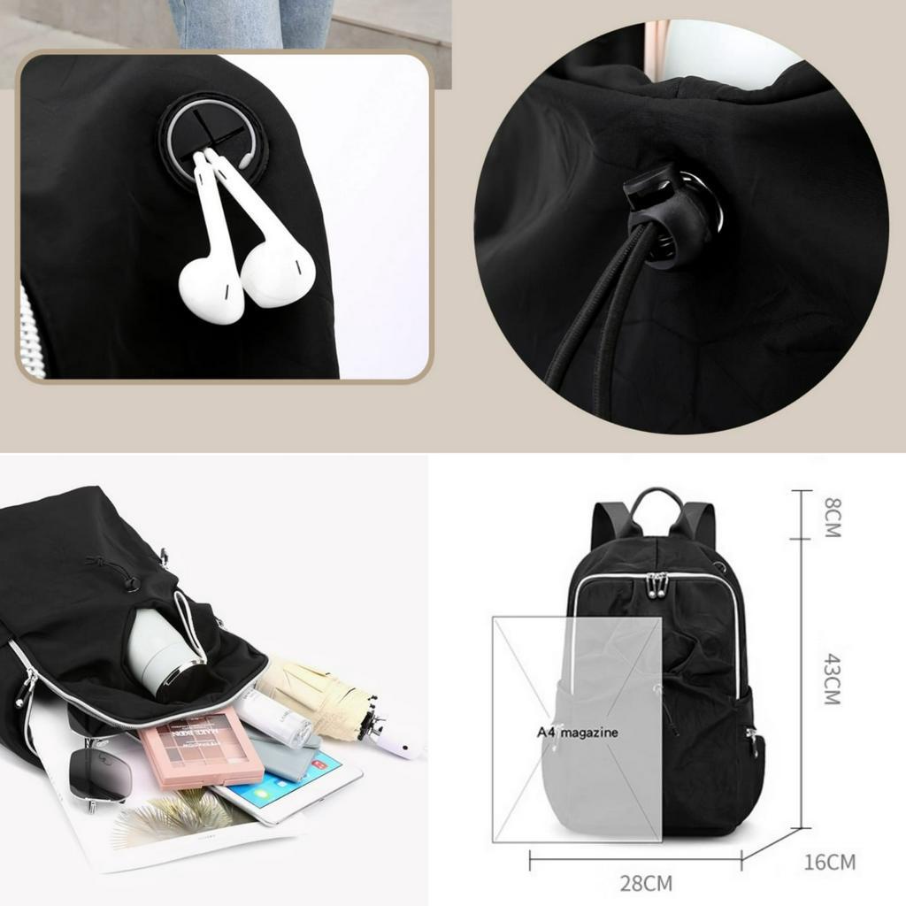 TAS RANSEL WANITA PREMIUM IMPORT KOREA ANTI AIR KEKINIAN MURAH CEWEK BRANDED BATAM MUAT LAPTOP BESAR HITAM TA792B5 BACCA GENDONG PUNGGUNG REMAJA BACKPACK SEKOLAH KULIAH KERJA