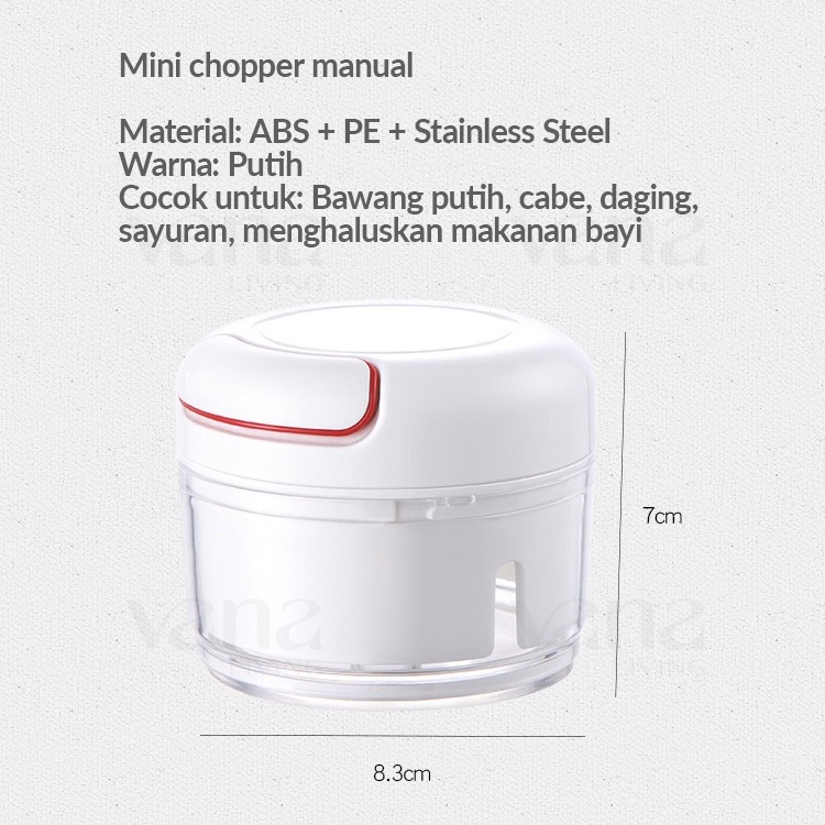 Vana Mini Chopper Bawang Putih dan Cabe Gilingan Daging Manual Tangan Blender Bumbu Speedy