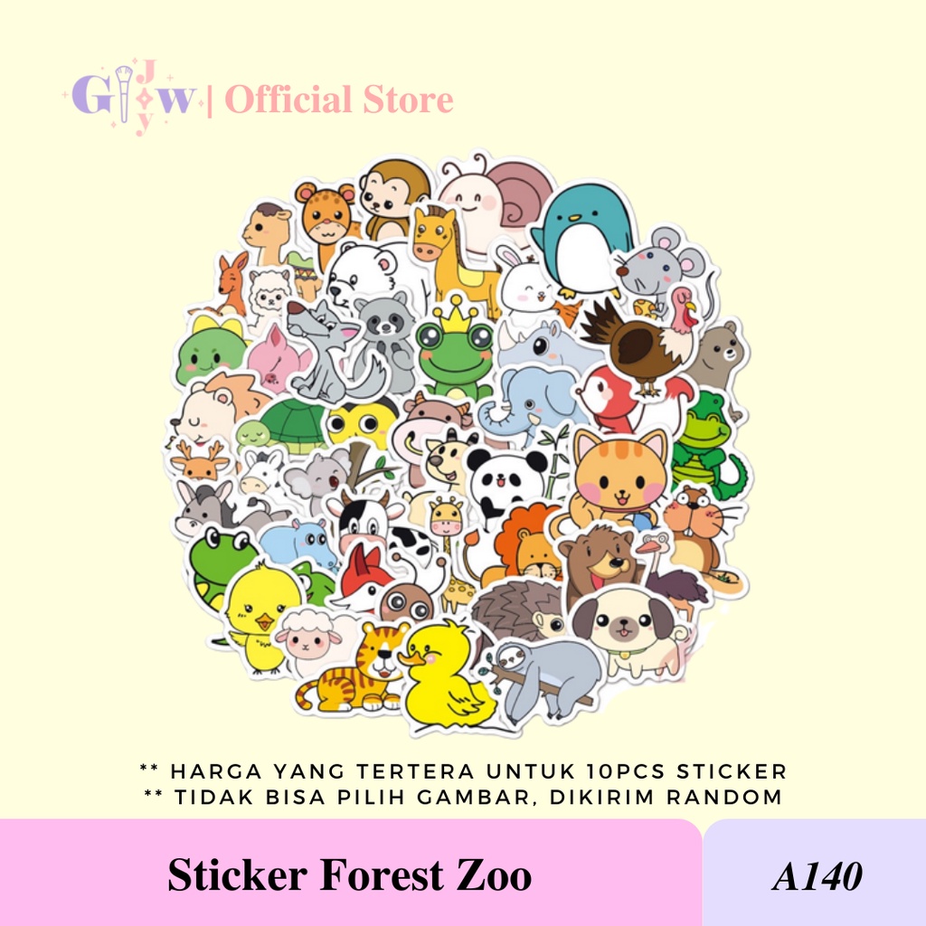 A140 STICKER 10PCS (FOREST ZOO) anti air notebook scrapbook label tempel motif kartun superhero super hero unik lucu atk alat tulis kantor murah viral termurah kartun komputer leptop handphone hp smartphone koper laptop tembok kulkas disney anime