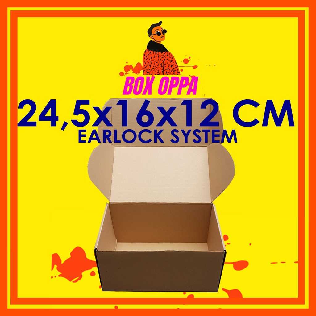 

Kardus Dus uk 24,5x16x12 cm (ECER) Die Cut Box Kotak Packing Aksesoris Baju Kue Hijab EARLOCK FULL