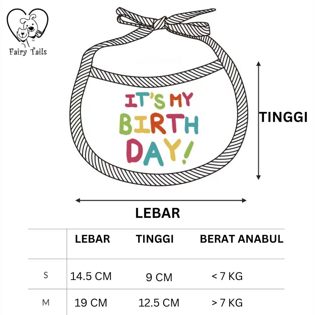 Bib / Slabber Kain Pesta Ulang Tahun Ultah Untuk Anjing dan Kucing / Bib for Birthday Party Pet Dog and Cat