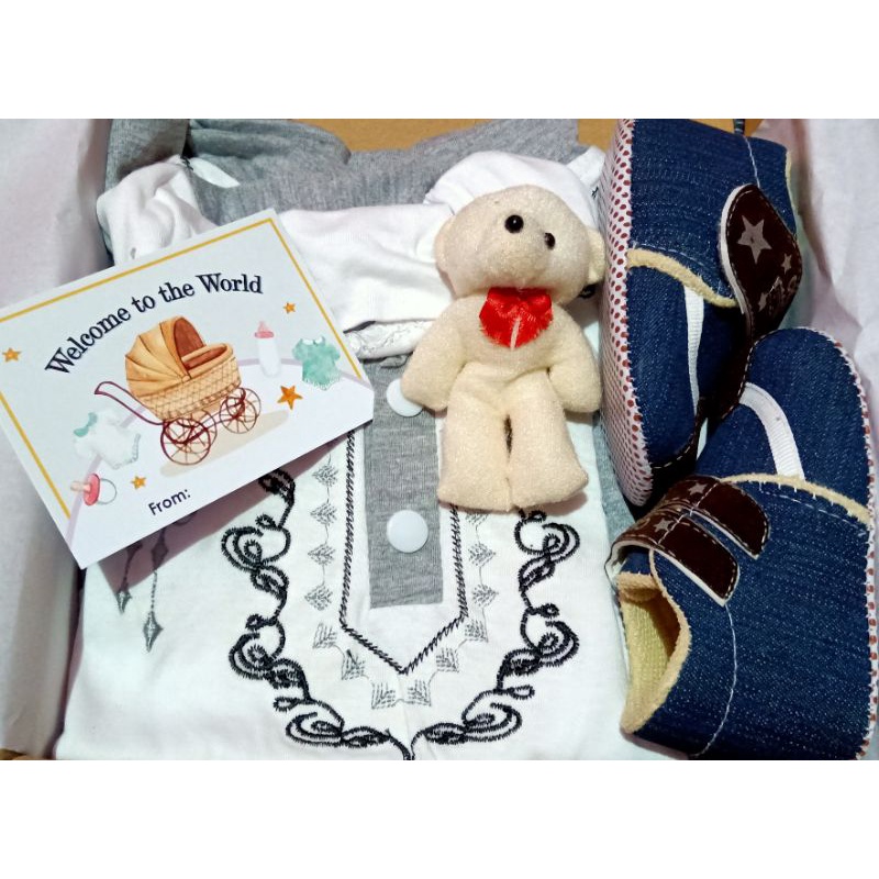 hampers akikah bayi laki-laki 0 -12 bulan-Romper abu