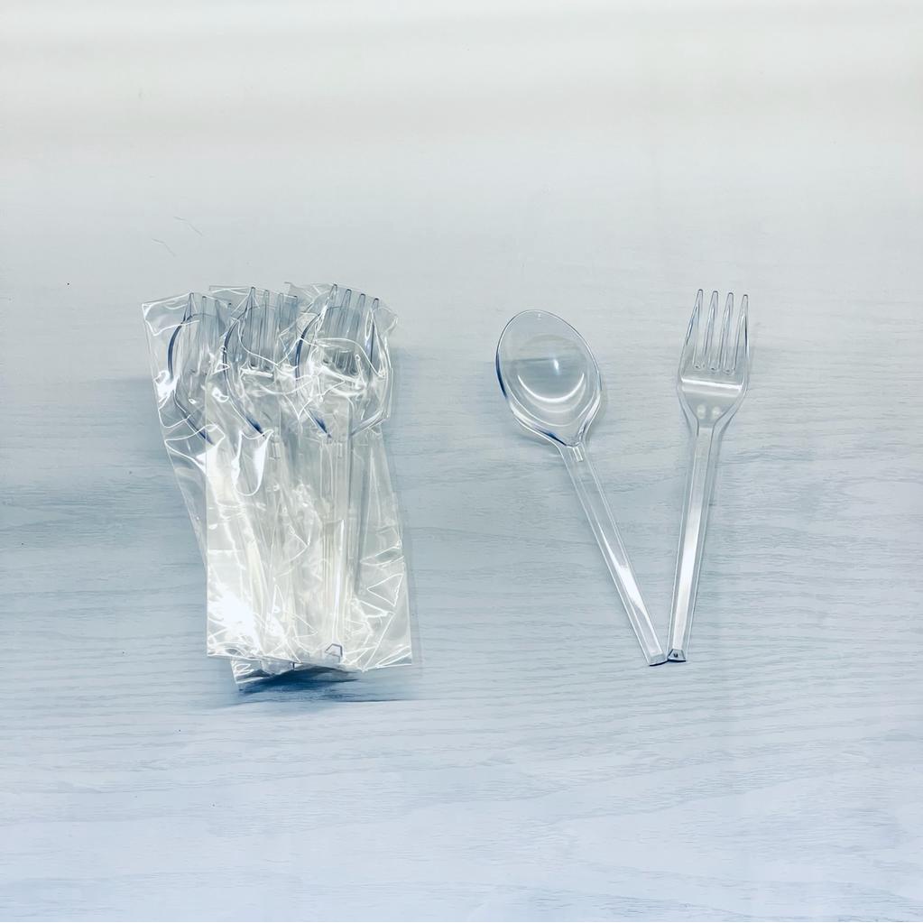 25 Pcs SENDOK GARPU 1 SET STERIL BENING / HITAM / SENDOK PLASTIK / GARPU PLASTIK SET / SENDOK GARPU 