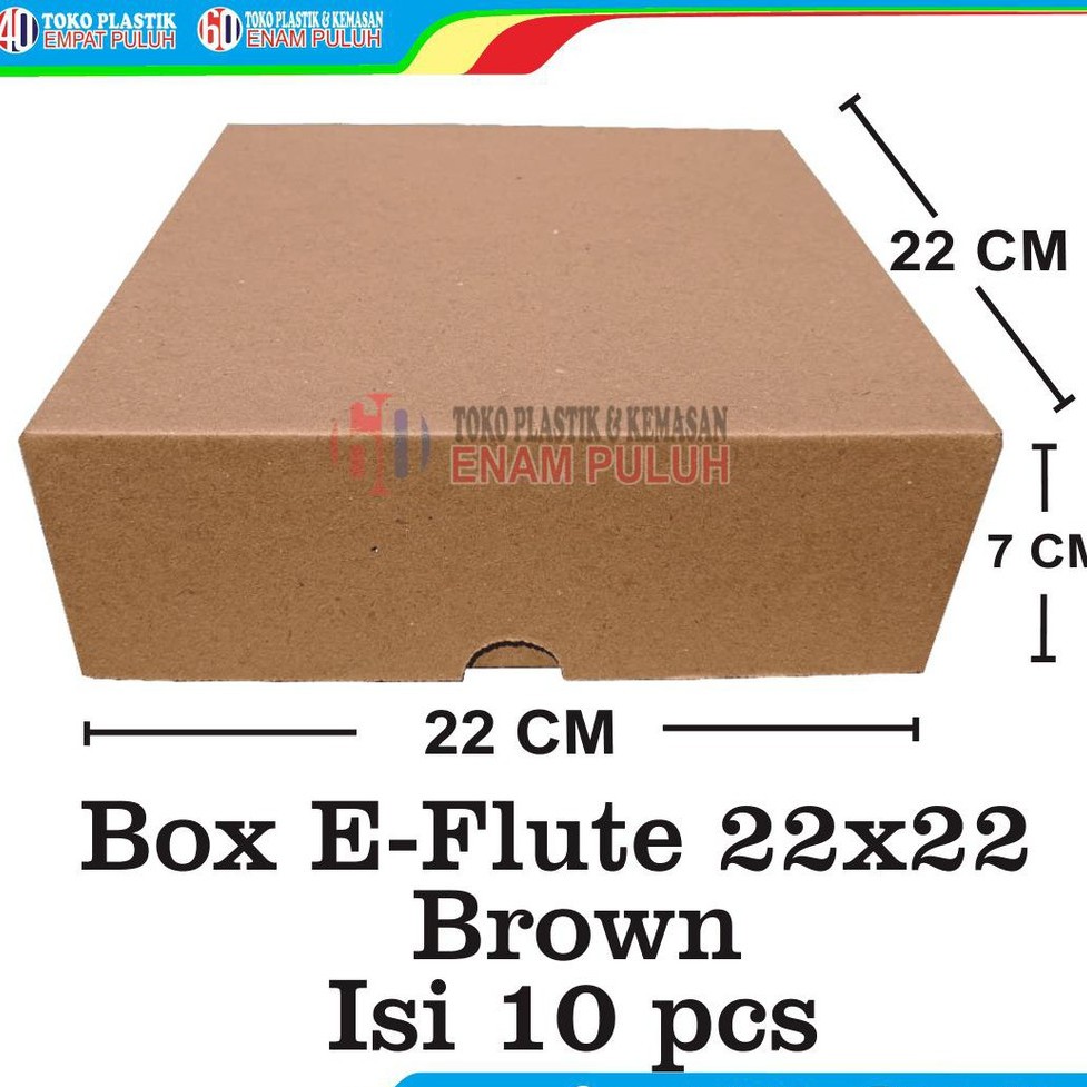 

Kotak kardus tebal box e flute corrugated brown packing isi 10 pcs 22x22x7 coklat polos hampers kue