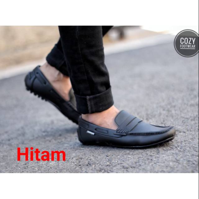 Promoo !!!! Sepatu slip on pria cozy casual slop formal kerja kantor kulit asli santai kuliah