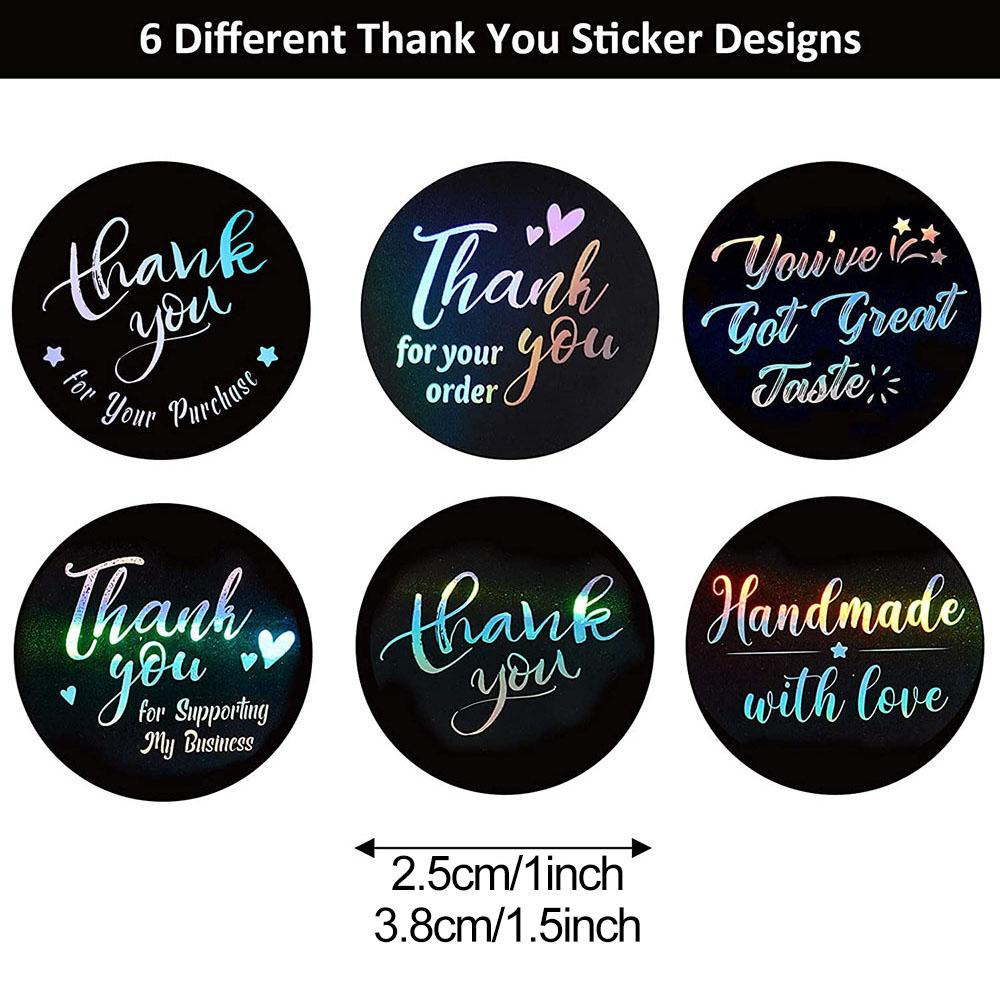 Solighter 50/500PCS Kartu Ucapan Hitam Paket Insert Kagumi Customer Foil Emas Thank You