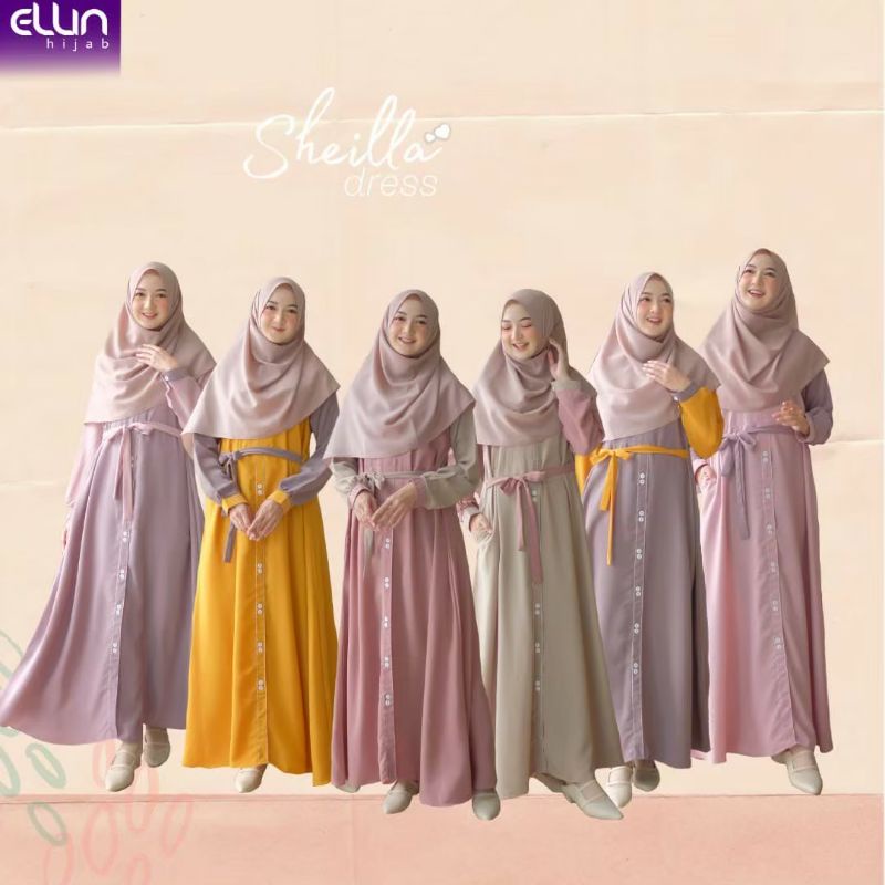 Gamis Sheilla By Ellin / GAMIS MUSLIMAHB/ GAMIS MURAH / DRESS KULIAH / DRESS HUNTING / BAJU WANITA /