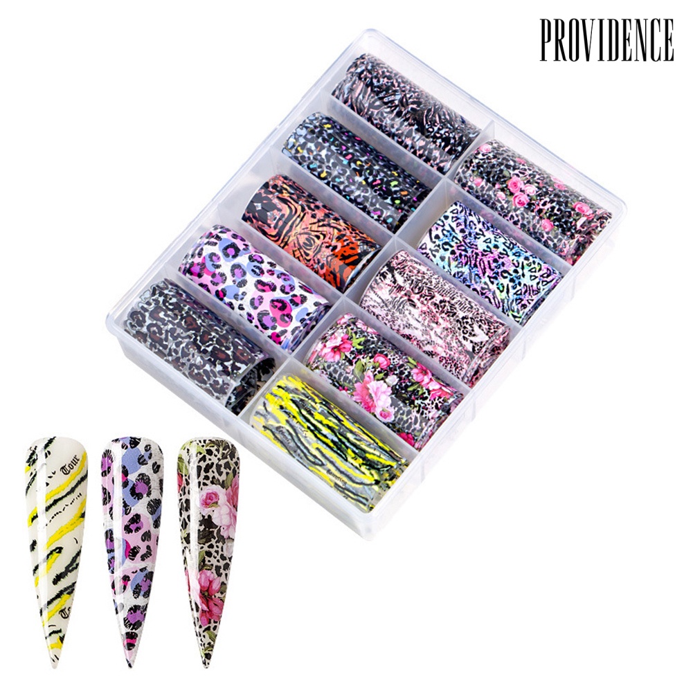 Providence 10 Rolls Starry Flower Leopard Transfer Paper Nail Art Sticker Decal Decoration