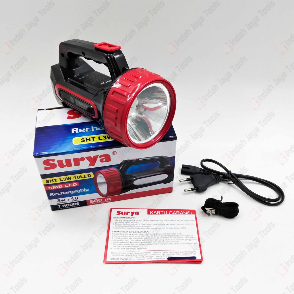 SURYA SHT L3W 10 LED Senter Lampu Emergency 2 in 1 3 Watt Super Terang