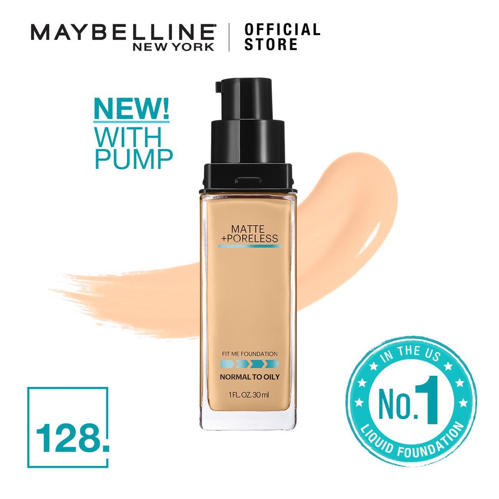 Maybelline Fit Me Matte &amp; Poreless Foundation [ 128 Warm Nude ] + 12H Oil Control Powder [ 120 ]