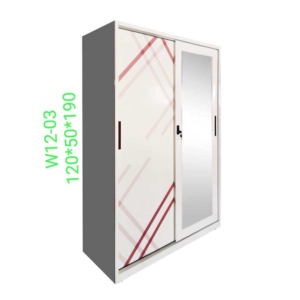 Lemari Pakaian | Lemari Baju Besi 2 Pintu Sliding W12-03 (Medan)